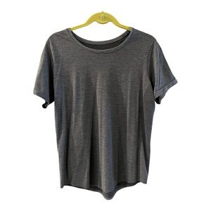 Lululemon Athletic Sporty Dark Gray Mesh Tee Top Short Sleeve Size 12